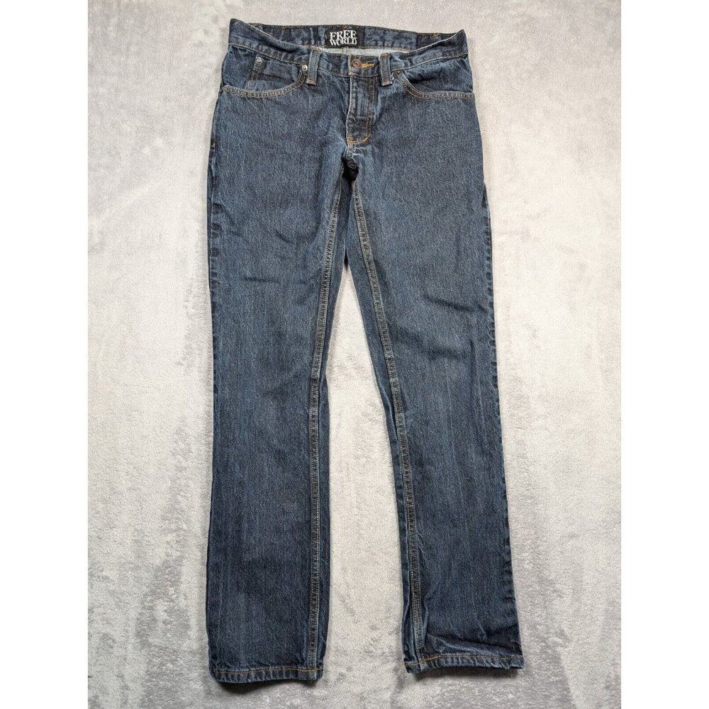 Free World Night Train Jeans Mens Size 30 Dark Wash Denim Straight Leg Skater